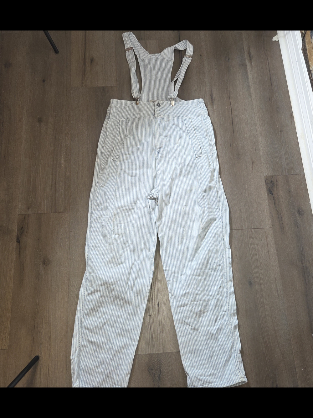 Vintage Y2k 80's Marithe & Francois Girbaud Striped Denim Overalls. Size 28